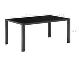Simple Assembled Tempered Glass & Iron Dinner Table Black 20824867
