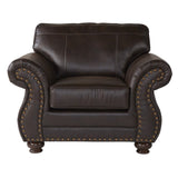 Leinster Faux Leather Upholstered Nailhead Sofa, Loveseat, and Chair Set T2574P196936