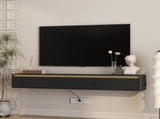 Floating TV Stand,Wall Mounted TV Shelf with Led Lights & Power Outlet,Fluted TV Cabinet for tv W1321P462645