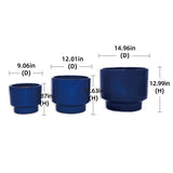 Handmade Solid Blue Glazed Ceramic Planter Set of 3, 15/12/9 Inch Diameter, for Succulents & Flowers W3273P321546