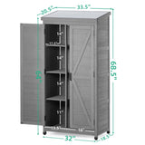 ZNTS Outdoor Storage Cabinet Metal Top,Garden Storage Shed,Outdoor 68 Inches Wood Tall Shed for Yard W1390121823