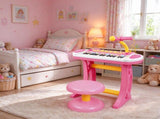 Kids Toy Keyboard Piano, Toddler Electronic Instrument with Stool, Microphone & Flashing Lights for 26422250