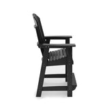 Black Adirondack Style Counter Chair Stylish HDPE Poly Lumber for Dining, Patio, and Garden B195P198788