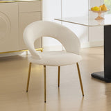 061-Set of 1 Velvet Fabric Chairs With Curved Backrest and Golden Metal Legs for Kitchen or W527P255475