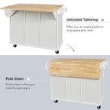 Kitchen Cart with Rubber wood Drop-Leaf Countertop ,Cabinet door internal storage racks,Kitchen WF298028AAW