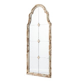 22" x 48" Large Cream & Gold Framed Wall Mirror, Wood Arched Mirror with Decorative Window Look for W2078P155651