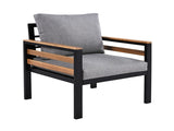 GO 4-Piece Outdoor Furniture Sofa Set for 5 People Acacia Wood Armrests, Patio Conversation Set 85693369