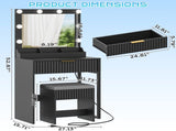 Black particleboard dressing table set with textured melamine veneer features 1 28051576