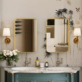 16x24 Inch Recessed Metal Framed Medicine Cabinet Mirror and Adjustable Shelves Wall Mirror W1435P191606