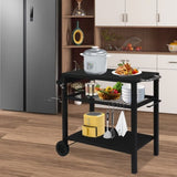 Outdoor Grill Cart Three-Shelf Grill Table, Movable BBQ Trolley Food Prep Cart with Two Wheels & 58452400