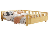 Full Size Wood Platform Bed for Kids, Wood Low Profile Full Bed with Rails for Girls and Boys, W2593P445130