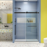 Bypass shower door, sliding door, with 5/16" tempered glass and Matted black finish 4874 W2122P225211
