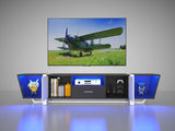 TV Console with Large Storage Cabinets, Biplane Shape Design LED TV Stand with Remote Control, W1701P164320