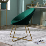 Slatina Green Silky Velvet Upholstered Accent Chair with Gold Tone Finished Base T2574P164520