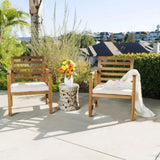 Outdoor Acacia Wood Club Chairs, 2-Pcs Set, Natural Stained / White, 25.5"D x 24.5"W x 33.0"H 56836.00
