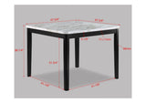 1pc Transitional Counter-Height Dining Table Square Faux White Marble Table Top Black Base Wooden B011P261194