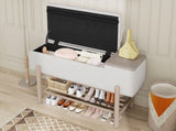 TREXM Farmhouse Upholstered Storage Bench with Hidden Compartment, Modern Entryway Bench for Living N715P308014N