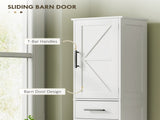 67" Tall Farmhouse Linen Closet, Bathroom Storage Cabinet with Barn Doors, Drawer & Adjustable 90737388