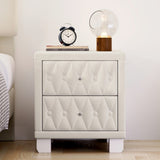 Elegant Velvet Nightstand with 2 Drawers and Crystal Handle, Storage Bedside Table with N733P210398A