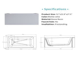 51'' Solid Surface Matte Tub, Freestanding Solid Surface Resin Stone Bathtub, Solid Surface Matte 17646220