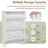 Narrow Design Shoe Cabinet with 3 Flip Drawers, Wood Grain Pattern Top Entryway Organizer with 3 77833346