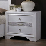 Contemporary 1pc Nightstand White Finish Silver Accents Hidden Jewelry Drawer Nickel Round Knob B011P145825