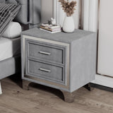 ZNTS 2-Drawer Nightstand with Metal Legs for Bedroom, Mid Century Nightstand Fully Assembled Except Legs WF307773AAE