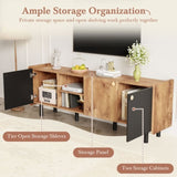 Mid Century TV Stand 3 Cabinets, Media Console Table for TVs up to 70'', Entertainment Center N710P180186P