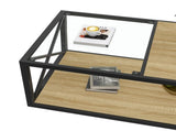 Modern coffee table for Bedroom & Living Room, Tempered Glass&Natural Wood MDF Top , Industrial W241P246907