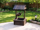 Rustic Outdoor Wooden Wishing Well Fountain with Adjustable Water Flow Rate, Waterfall Style Garden 89602954