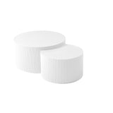 White Nesting table set of 2, Handcraft Relief MDF Coffee Table for Living Room/Office/Leisure Area W876P271185