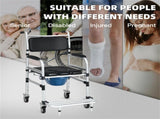 2-in-1 Aluminum Commode Shower Wheelchair Bath/Toilet Use, Adjustable Height , Foldable 55445089