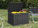 30 Gallon Outdoor Storage Box, Weatherproof Lockable Resin Deck Box for Patio Furniture, Pool 70798390