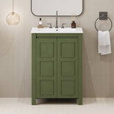 24" Vintage Style Small Bathroom Vanity with Ceramic Sink, 2 Soft-close Doors, Adjustable Shelf N729P292015F