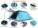 4-5 Person Pop-Up Camping Tent, Instant Setup Family Tent with 2 Mosquito Nets Windows, Portable for 55204653