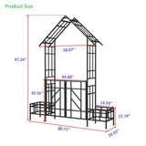 Metal Garden Arch with Gate with planter W80.71*H97.24 Climbing Plants Support Rose Arch Outdoor W1586P278425