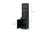 MDF With Triamine One Door One Drawer Three Compartments High Cabinet Bathroom Wall Cabinet Black 33920566