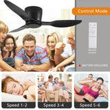 ZNTS 40" Flush Mount Ceiling Fan without light, 3 Reversible Blades, with 6 Speeds Reversible DC W2352P194033