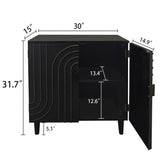Modern Black Wood Storage Cabinet with Decorative Door, 30in Accent Sideboard for Living Room, W2729P239175