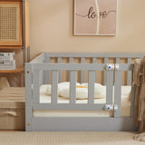 Fence Bed With Door With Board Grey Painted Pine Twin Children's Bed 50876733