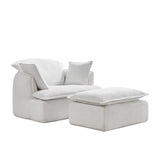 Convertible Compressed Sofa Chair with Ottoman, Modern Corduroy Fabric Armchair for Small Spaces, W1036P251805