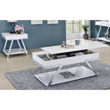 ZNTS Contemporary Style White 1pc Coffee Table Lift Top Design High Gloss Finish Chrome Frame Living Room B011P207454