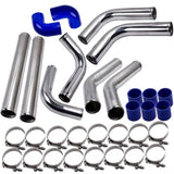 2.5" Universal Aluminum Intercooler Turbo Piping Pipe Kit Silicone Hose Clamps 19074328