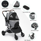 ZNTS Pet Stroller 3 in 1, Folding Lightweight Dog Stroller with Detachable Carrier & Storage Basket, 4 99473403