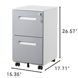 ZNTS 2 Drawer Mobile Locking File Cabinet, Rolling Filing Cabinet for Letter/A4 Size With 5 Wheels,GREY W124770978