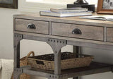 Weathered Oak and Antique Silver 3-Drawer Writing Desk B062P215483