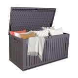 100 Gallon Resin Outdoor Deck Box Waterproof, Plastic Patio Box with Side Handles, Lockable W2556P211295