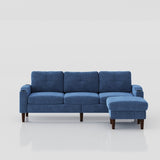 ZNTS Convertible Combination Sofa Sofa L-Shaped Sofa with Storage Cabinet Footstool, Living Room Navy W2012126503