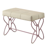 White and Light Pink Tufted Bench B062P208996