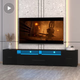 TV Console with Storage Cabinets, Remote, APP Control Long LED TV Stand, Full RGB Color 77609175